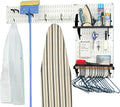 White Wall Panels and Blue Accessories Laundry Room Organizer G99775