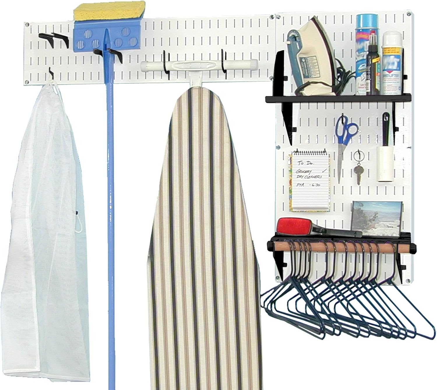 White Wall Panels and Blue Accessories Laundry Room Organizer G99775