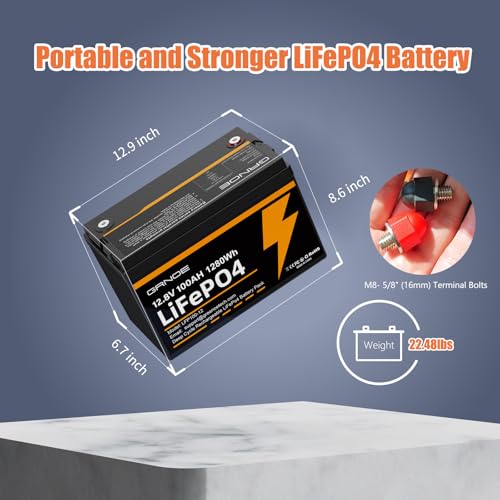 12V 100Ah LiFePO4 Battery Group 31 With Built-in 100A BMS B70742