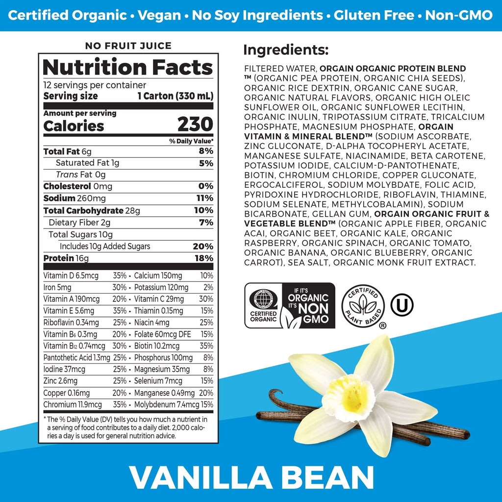 Vanilla Bean 11oz 12ct Plant Based Vegan Protein Shake V777
