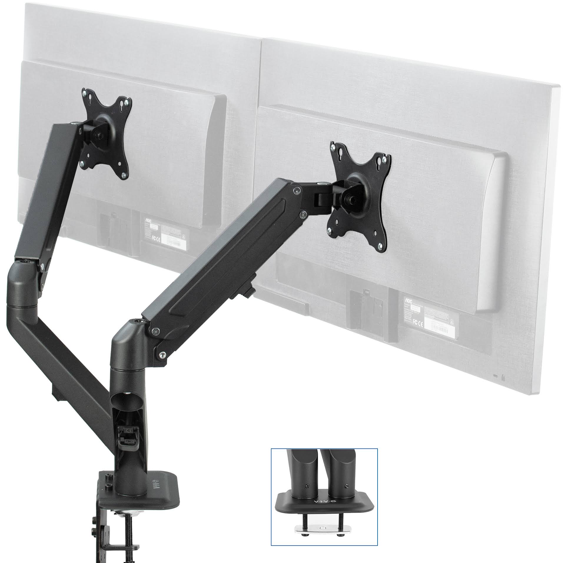 Black Dual Monitor Desk Mount Stand for 17 to 27 inch Screens H99645