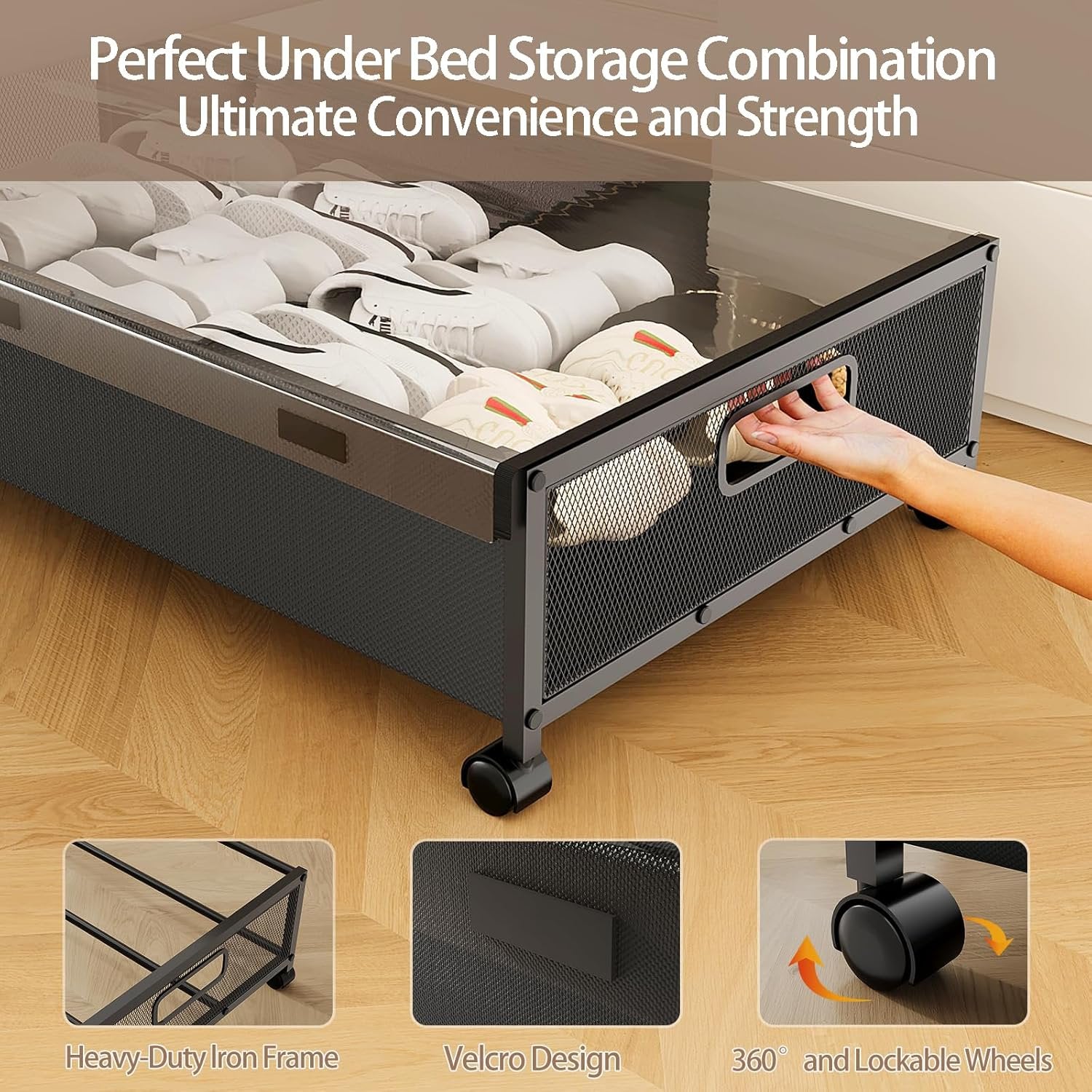 Black 2 Pack Rolling Under Bed Storage Drawer X65099