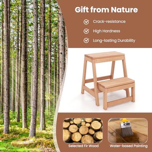 Wooden 2-Step Folding Step Stool B50450