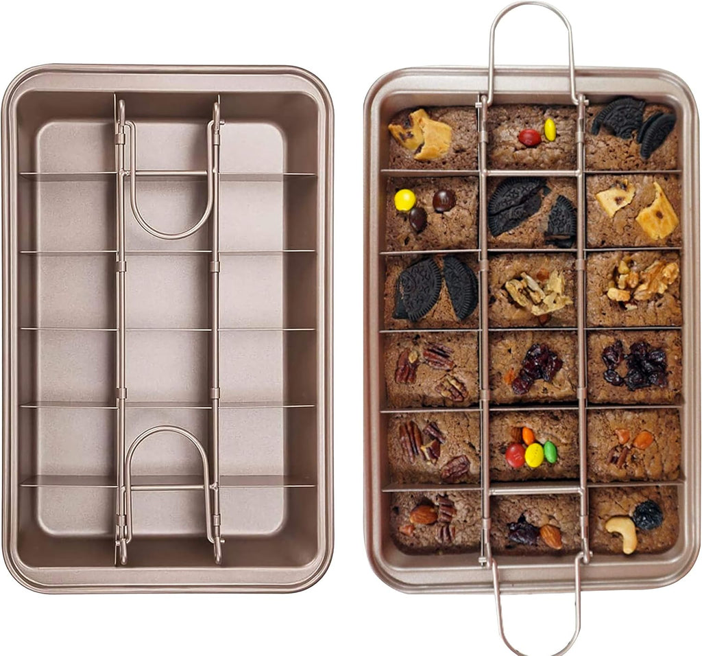 Non Stick Carbon Steel Brownie Pan with Built-in Slicer D342