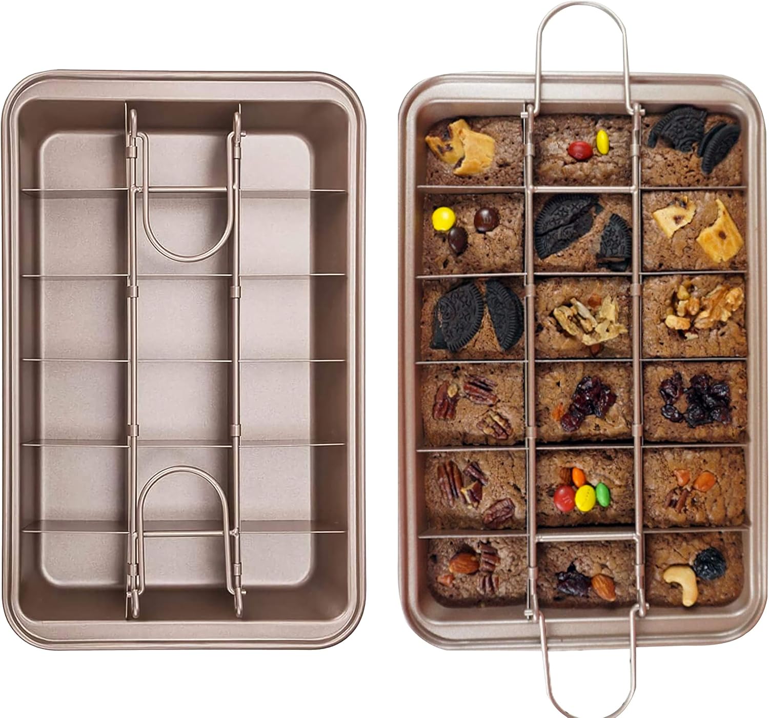 Non Stick Carbon Steel Brownie Pan with Built-in Slicer D342