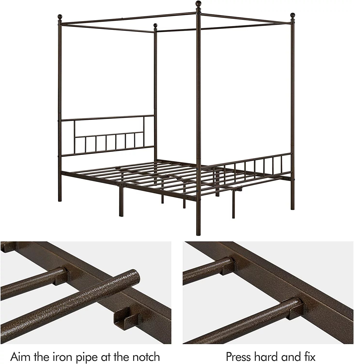 Queen Bronze Metal Canopy Bed Frame N6367