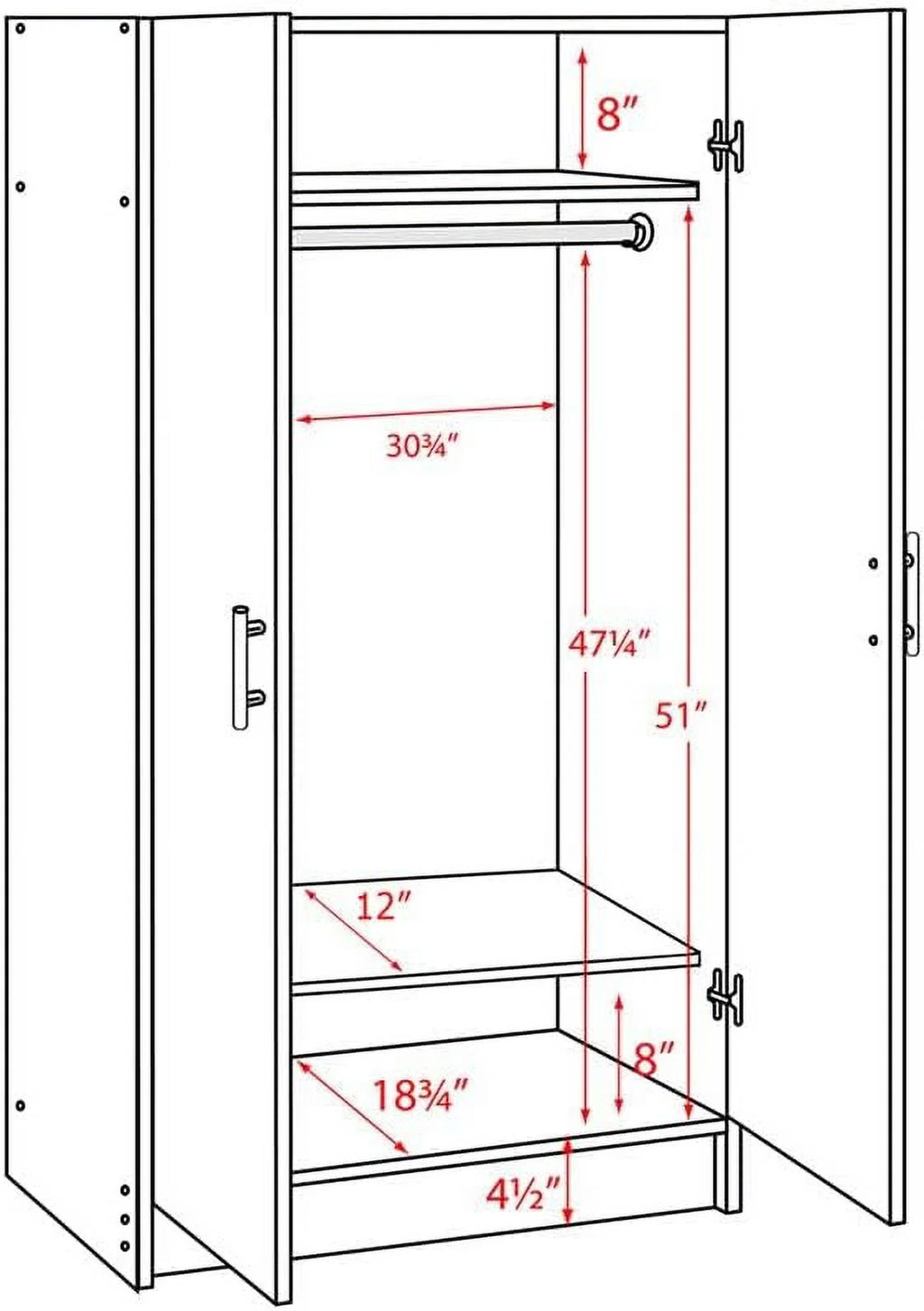 32" Wardrobe Armoire In Espresso J329