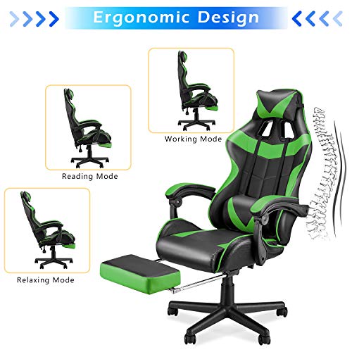 Pink Gaming Chair with Footrest I628
