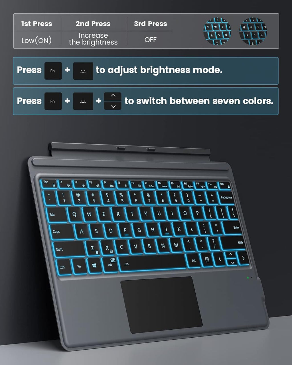 7 Color Backlight Detachable Wireless Keyboard with Trackpad N549018