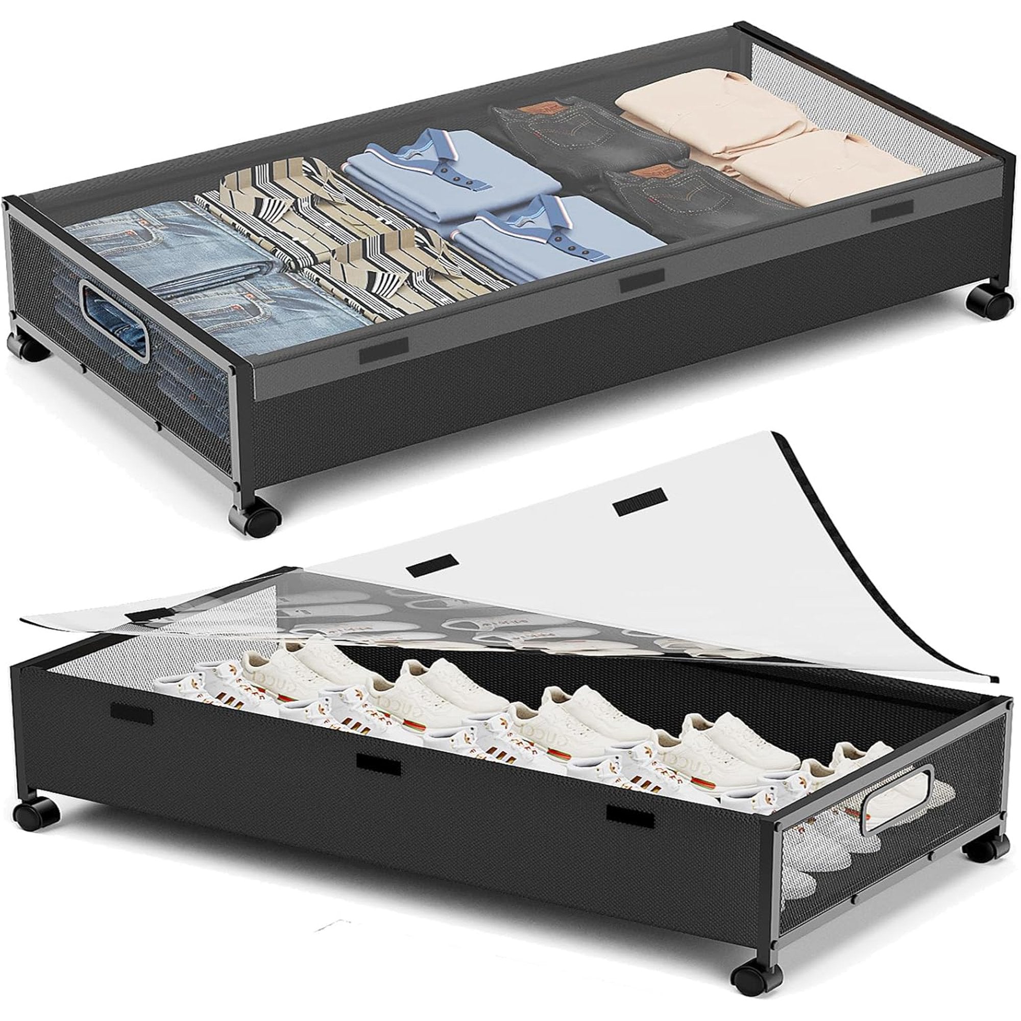 Black 2 Pack Rolling Under Bed Storage Drawer X65099