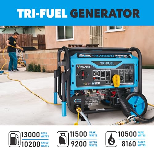 13,000-Watt Tri Fuel Portable Generator with Remote Start U95484