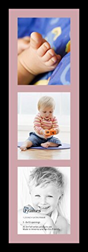 Collage Photo Frame Single Mat with 3-8x10 Openings Satin Black Frame T299289