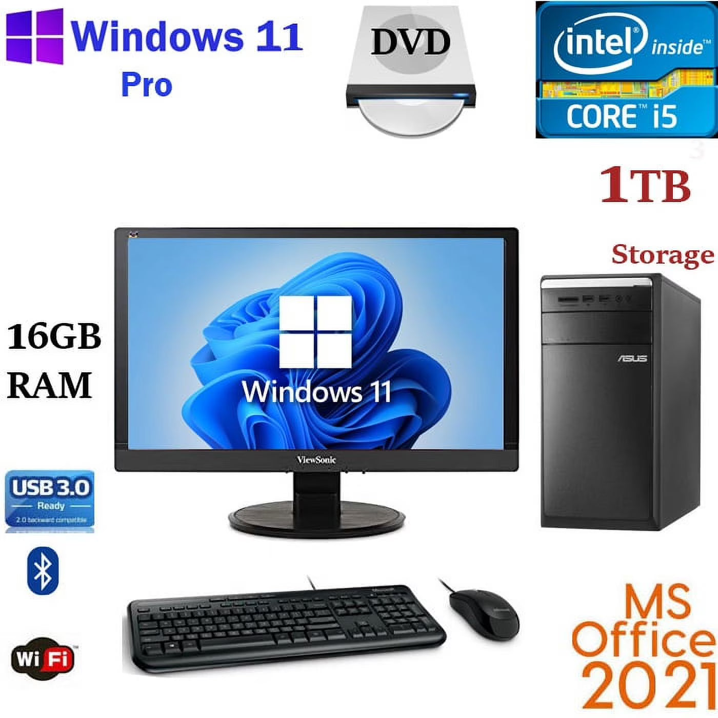 22" LCD Desktop Computer PC 16GB RAM 1TB X97812