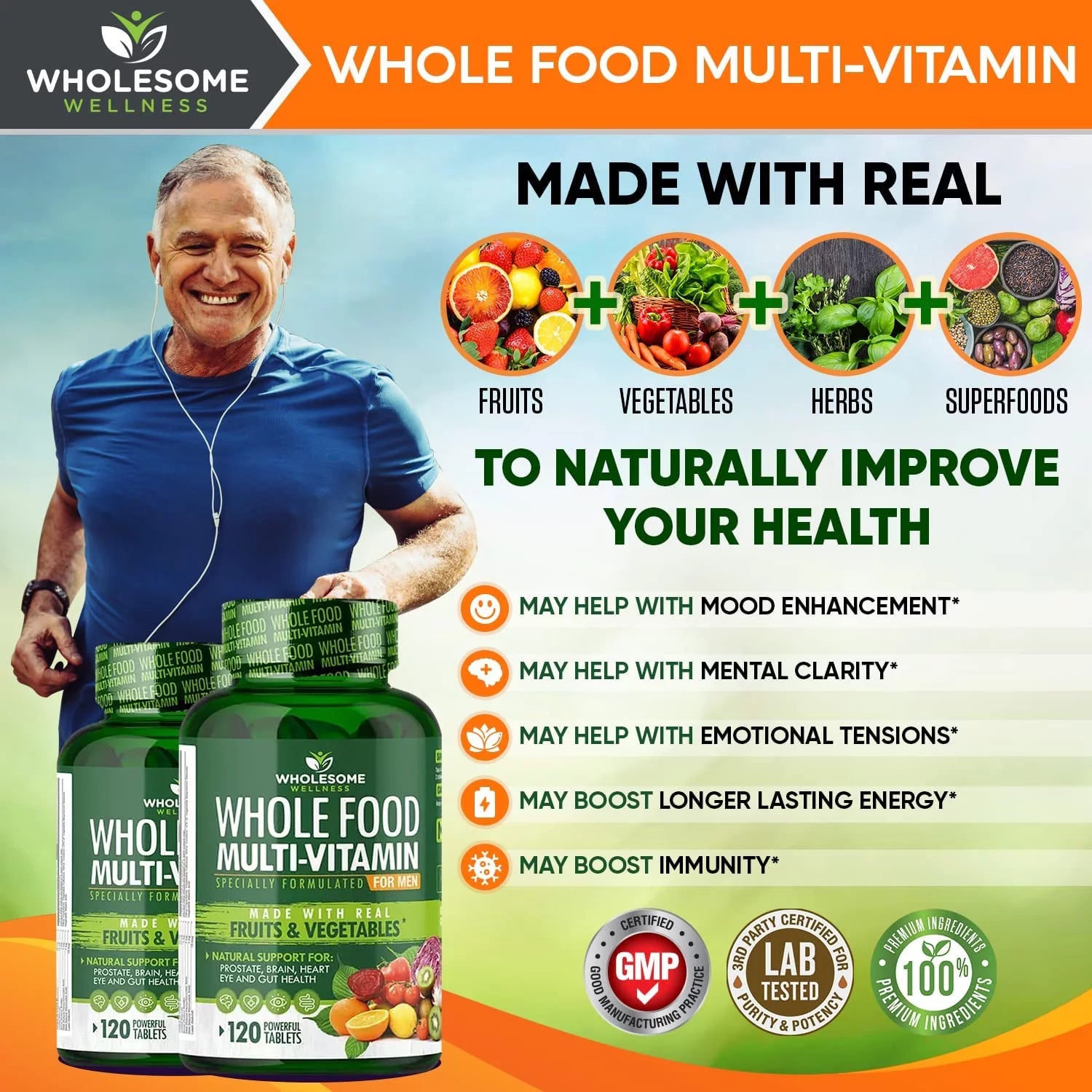 120 Tablets Vegan Multivitamin for Men C353