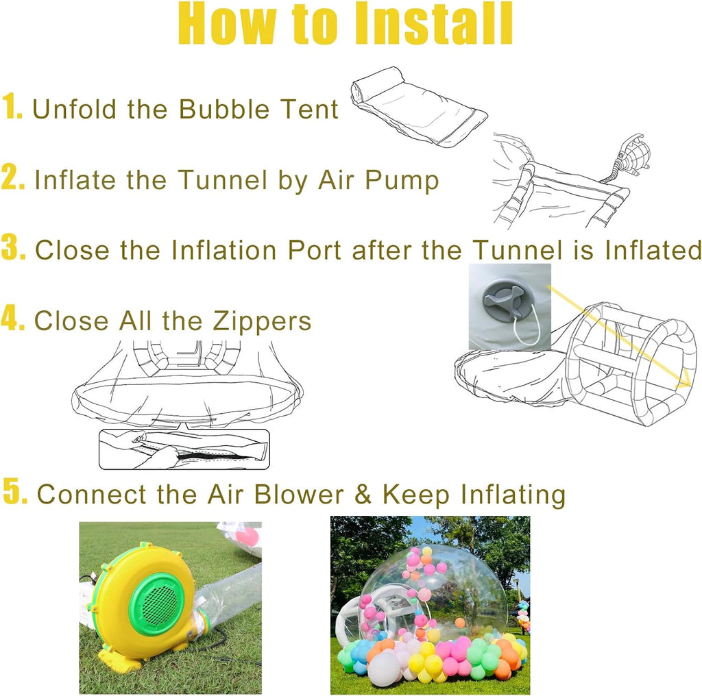 10FT Inflatable Clear Bubble Dome Tent with Blower G2723