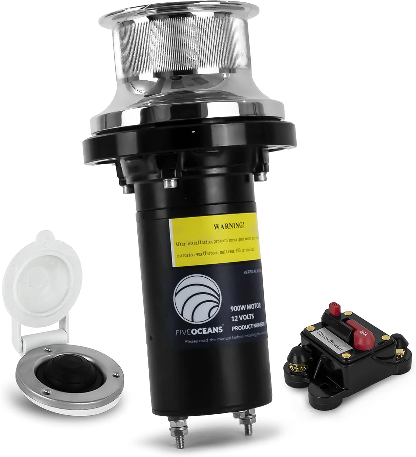 900 Watts 12 Volts Stainless Steel Vertical Mounted Winch R569556