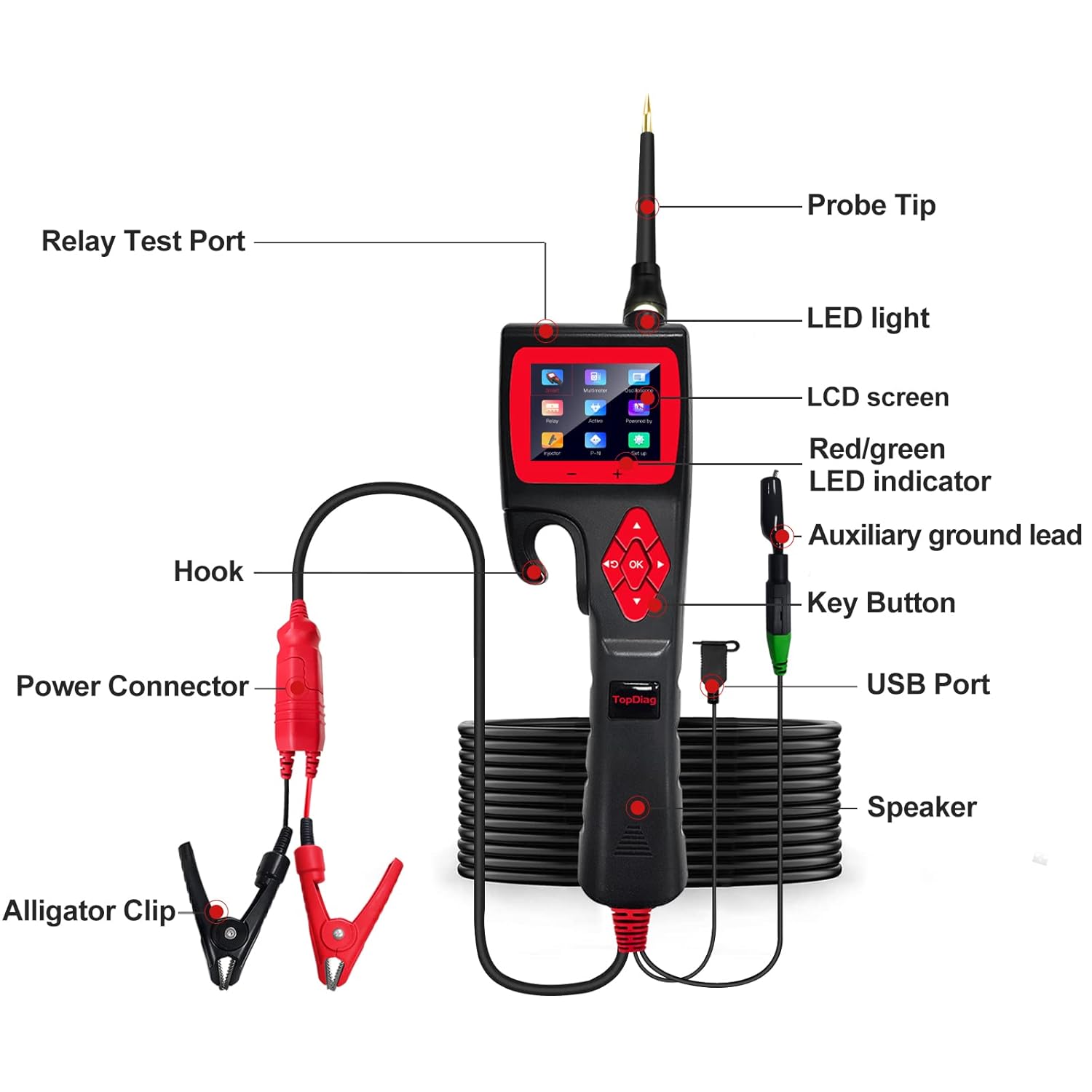 Automotive Circuit Tester Power Circuit Probe Kit 9~30V with 20ft Cable U864904