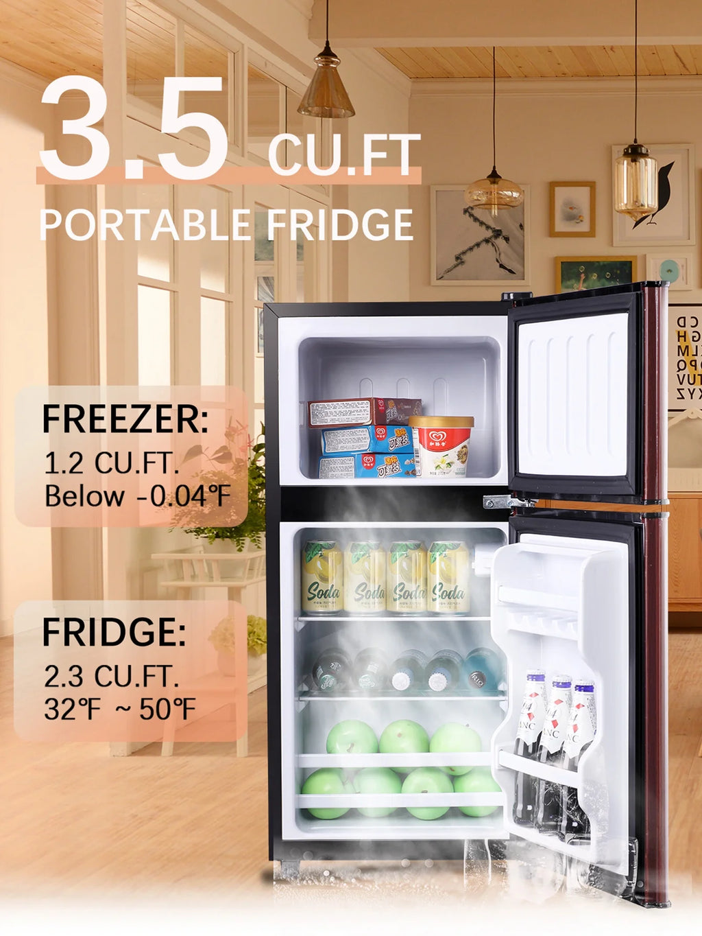 3.5 Cu.ft Mini Fridge with Freezer M3760