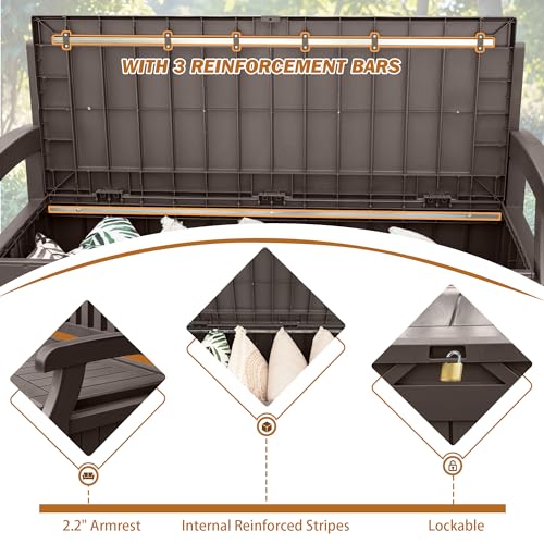 80 Gallon Storage Bench Deck Box Lockable Black Q45733