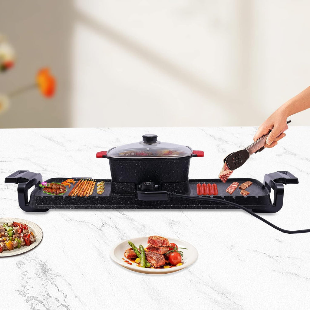 2 in 1 Smokeless Indoor Non-Stick Electric Grill Hot Pot Y945