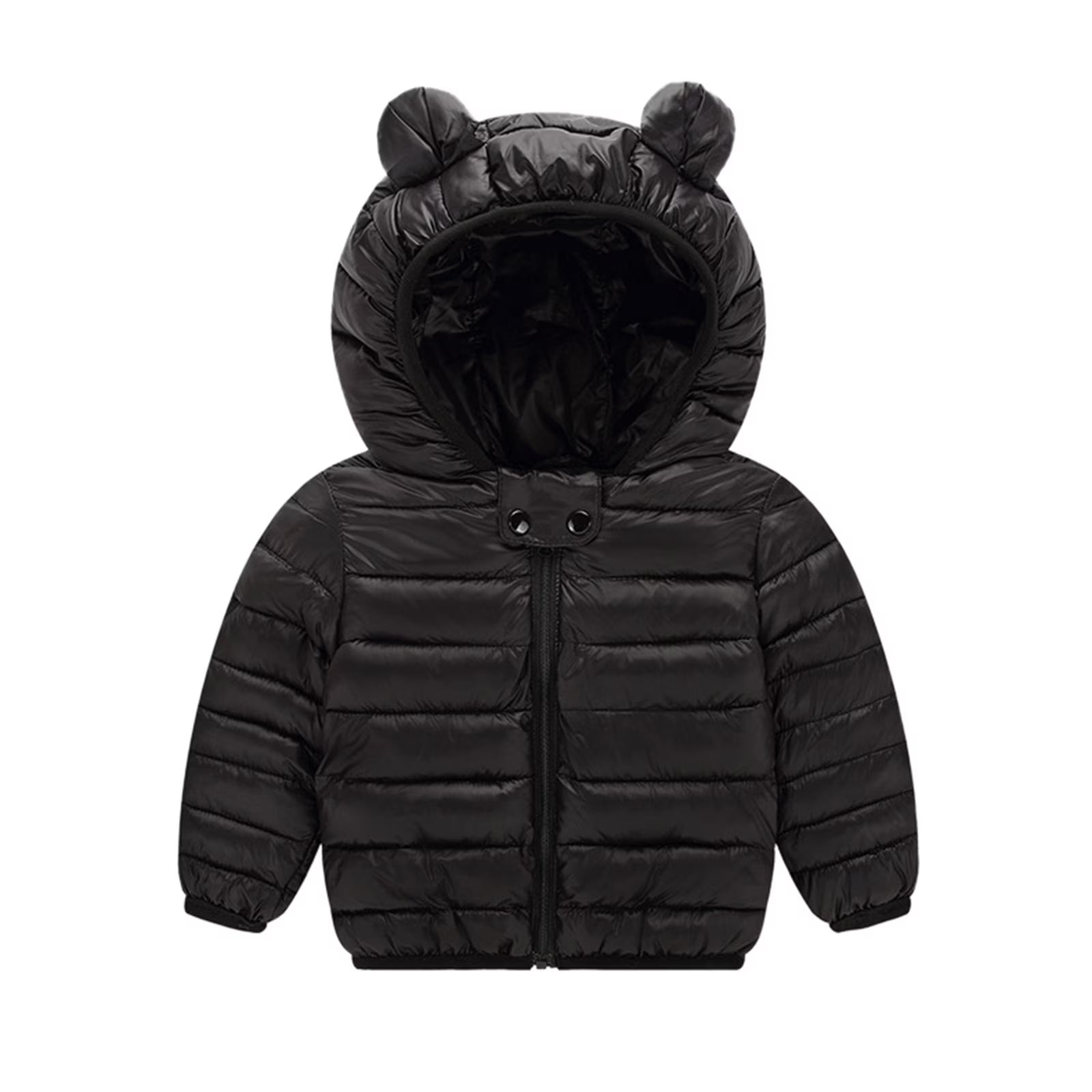 Black Hooded Windproof Coat F1194