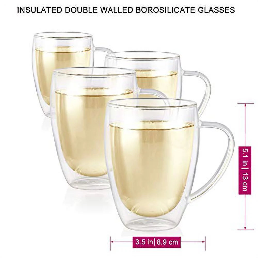 Set of 4 Double Wall Glass Tea Cups M616