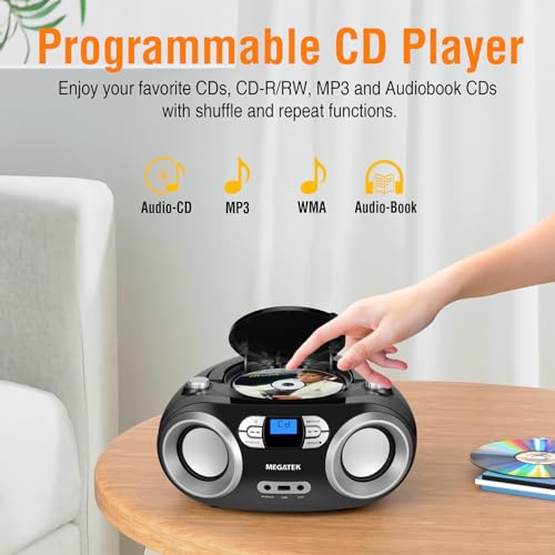 Portable CD Player Boombox with Bluetooth, FM Radio, USB Port B11136