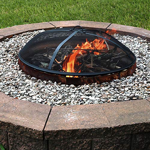 22-Inch Diameter Steel Mesh Fire Pit Spark Screen with Handle M367