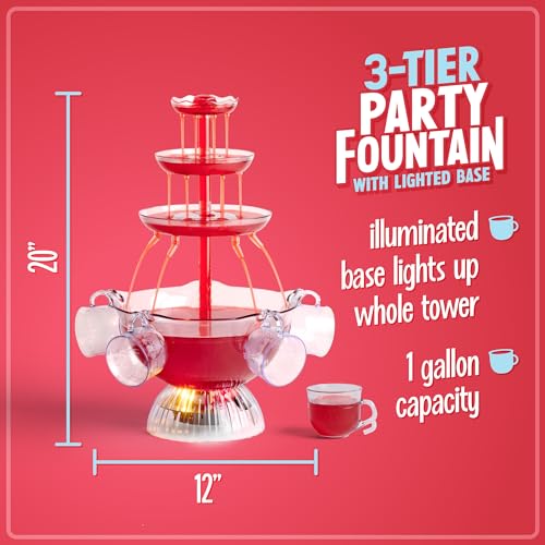 3-Tier Lighted Party Fountain, 1.5 Gallons, 8 Reusable Cups A189543