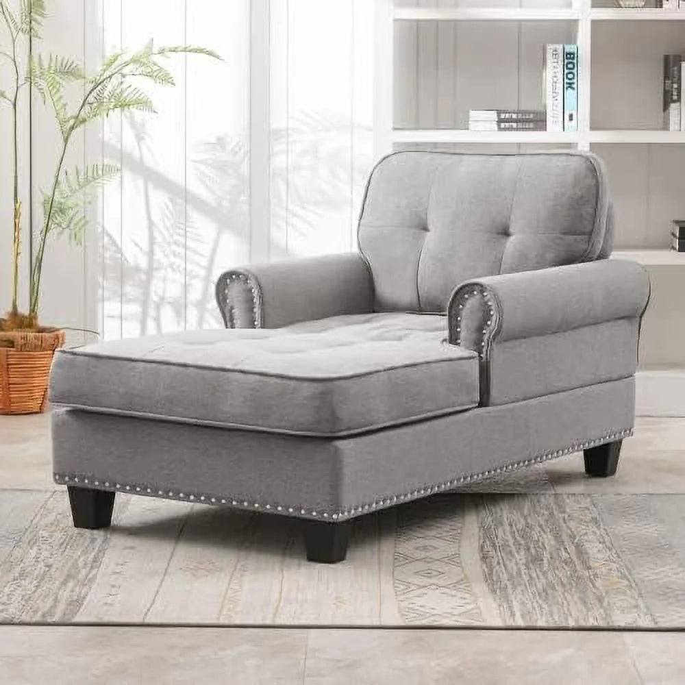 Dark Gray Linen Chaise Sofa Bed C274652
