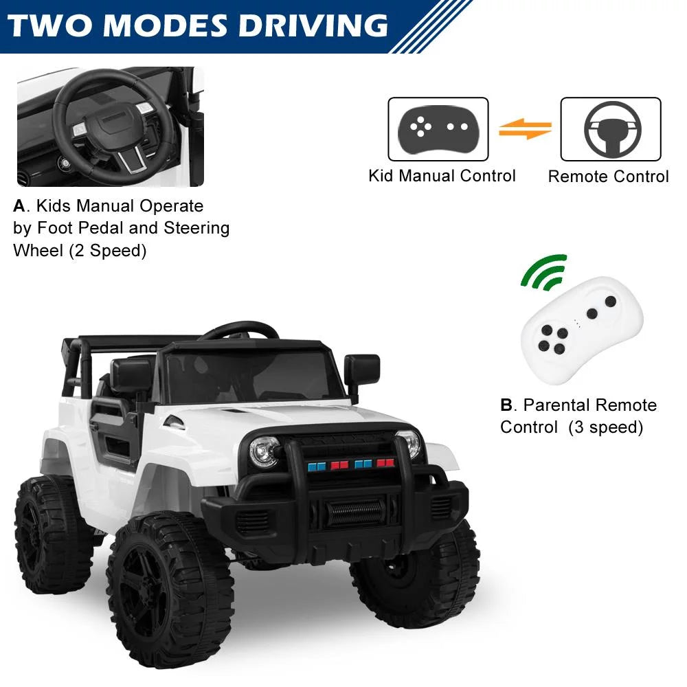 12V Battery Electric Remote Control Ride On Truck Toy Car White W1554