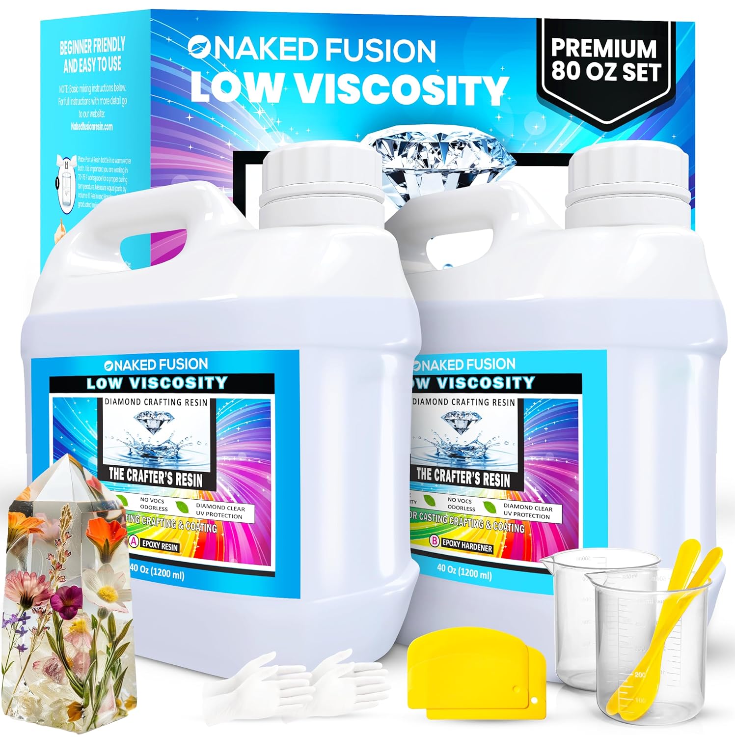 Epoxy Resin 80 OZ KIT Crystal Clear Casting, Non-Toxic, Heat Resistant M1206