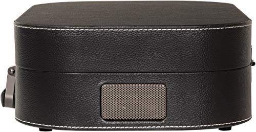 Black 3-Speed Belt-Driven Suitcase Vinyl Record Player Turntable E833