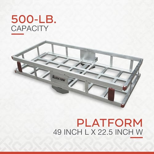Aluminum Hitch Cargo Carrier 500-Lb Capacity Silver 49inx22.5inx8inH V94158
