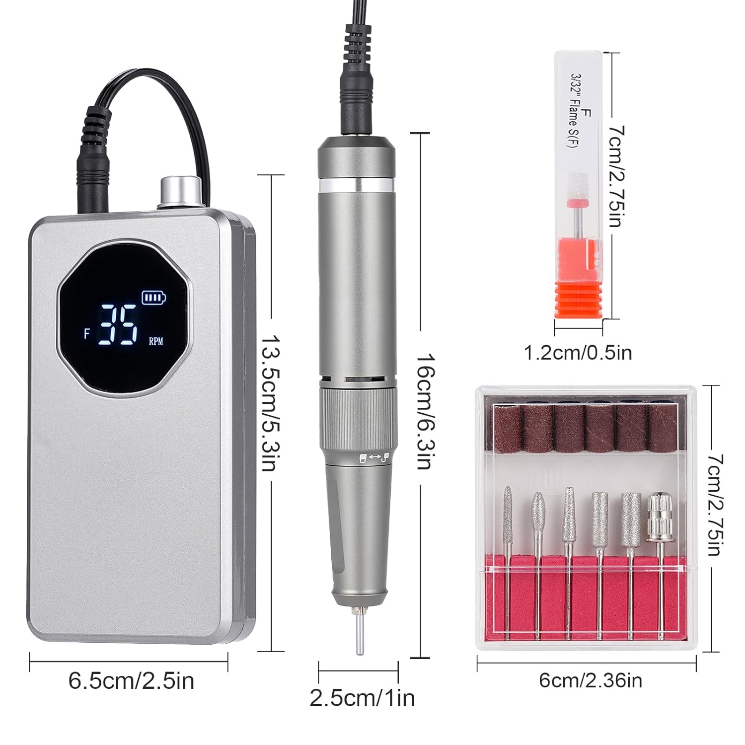 Portable Rechargeable 35000RPM Electric Nail Drill V2147