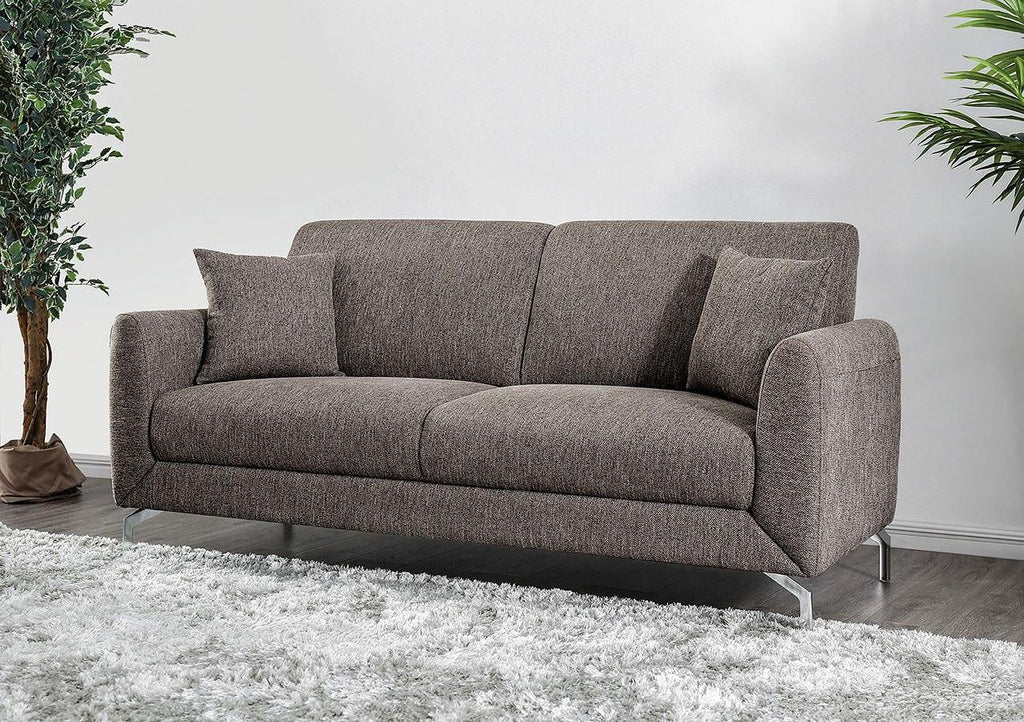 Brown Linen-like Fabric Living Room Set 3pcs F688278