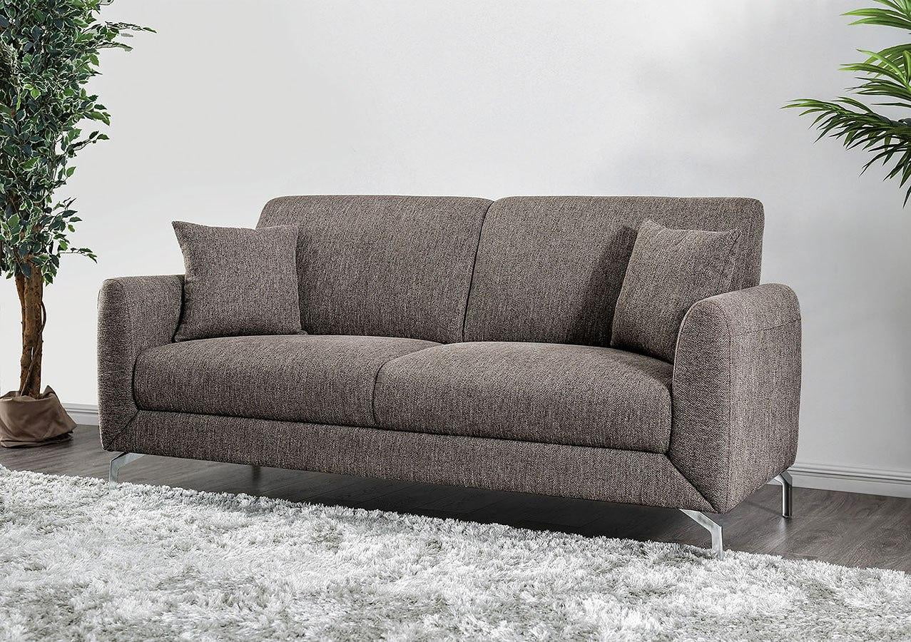 Brown Linen-like Fabric Living Room Set 3pcs F688278