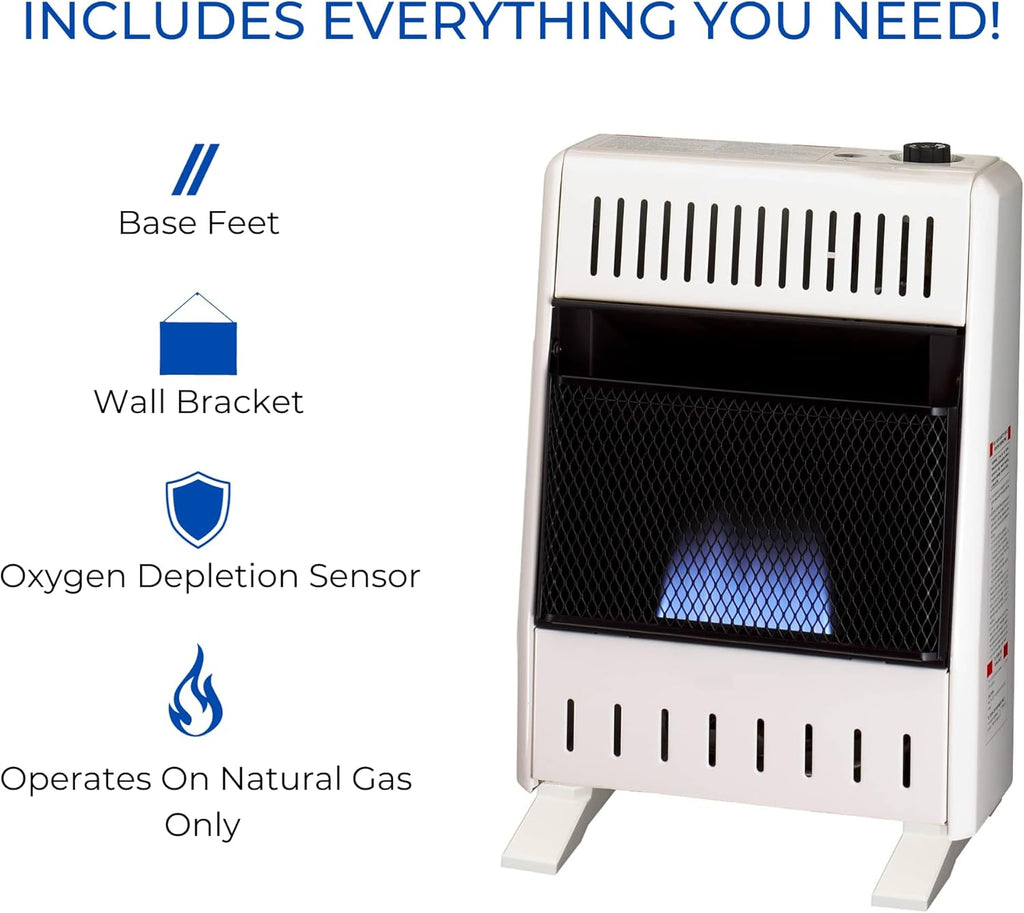 White Ventless Natural Gas Blue Flame Space Heater, 10000 BTU M6512