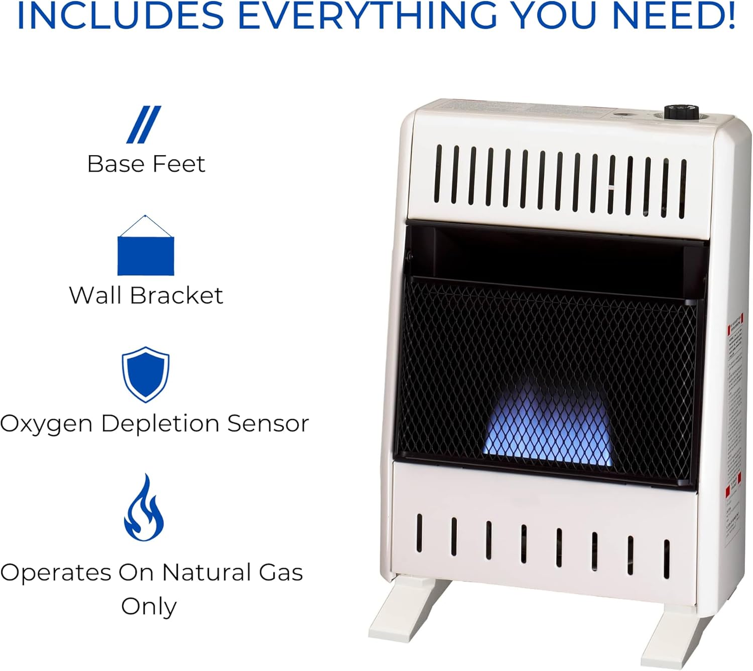 White Ventless Natural Gas Blue Flame Space Heater, 10000 BTU M6512