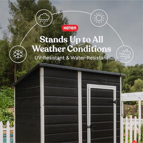 Black and White 4x6 Resin Outdoor Storage Shed K7214