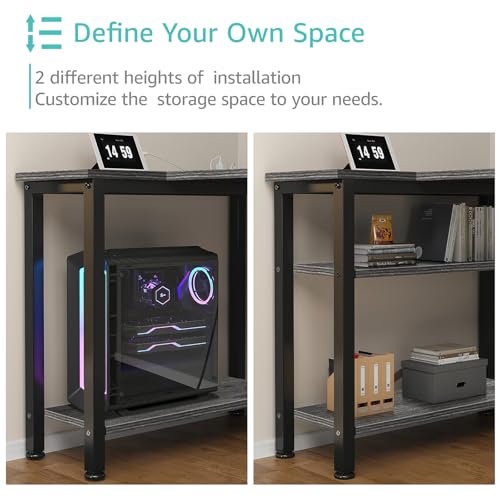 Black L Shaped Gaming Desk with Drawers & Storage Shelves, 47 Inch, Power Outlet L590214