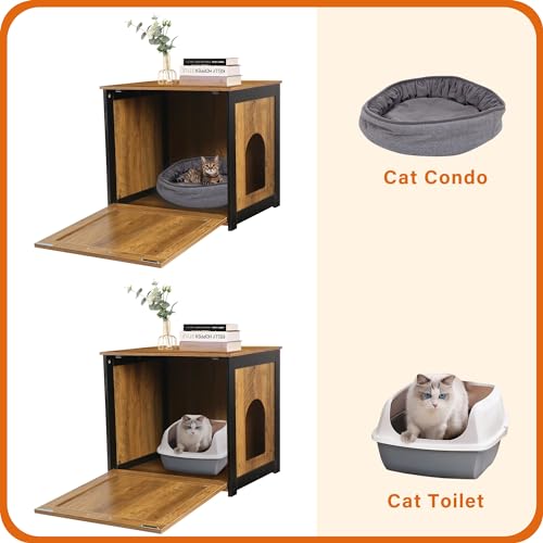 Dark Gray Cat Litter Box Enclosure Cabinet T156