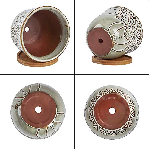Brown Retro Large Ceramic Planter Set of 2 C218254