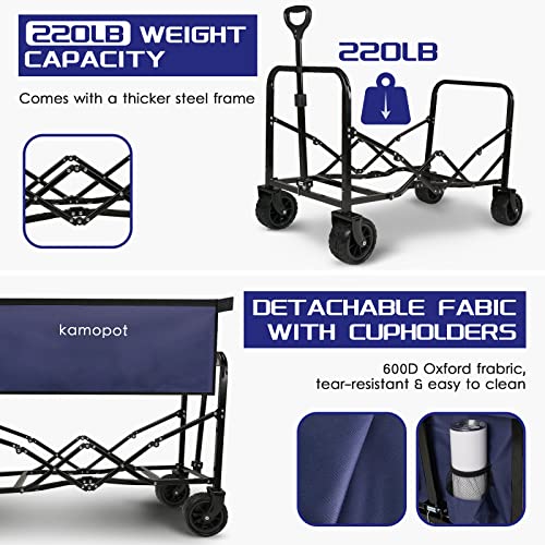 Collapsible Wagon Cart with Cupholders (Black) Q836