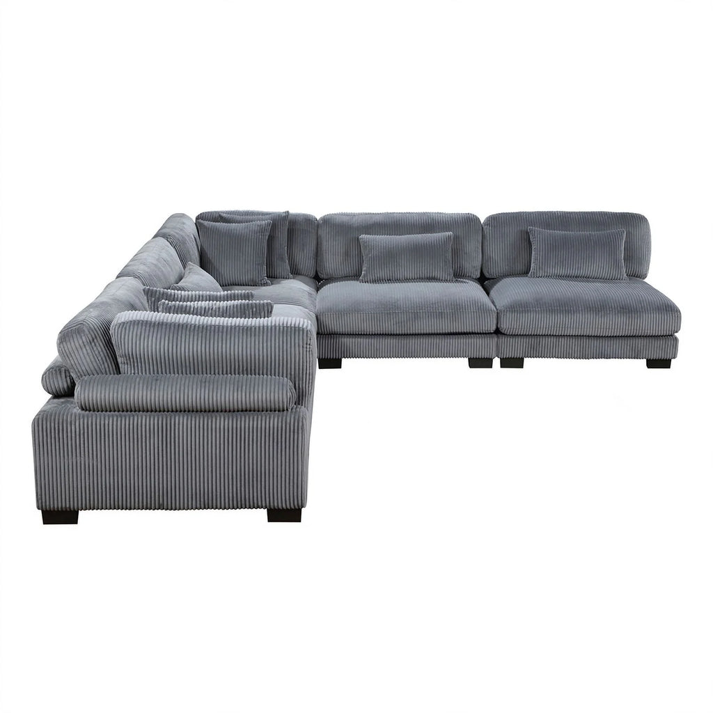 Gray Corduroy Modular Sectional J137