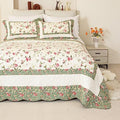 Pink Rose Floral Patchwork Cotton Queen Size Quilted Comforter Set 3-Piece Y320