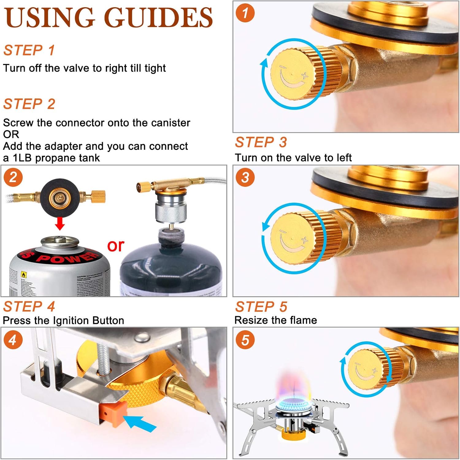 3700W Portable Camping Gas Stove with Piezo Ignition and Carrying Case V14934