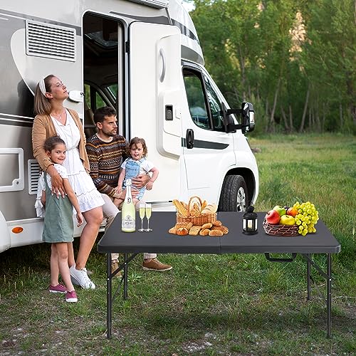 White Black Heavy Duty Plastic Folding Table C355409