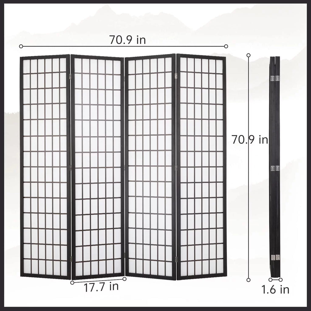 White 4 Panel Wood Room Divider K366335
