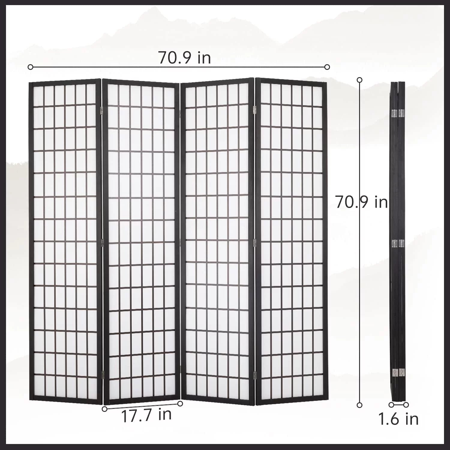White 4 Panel Wood Room Divider K366335